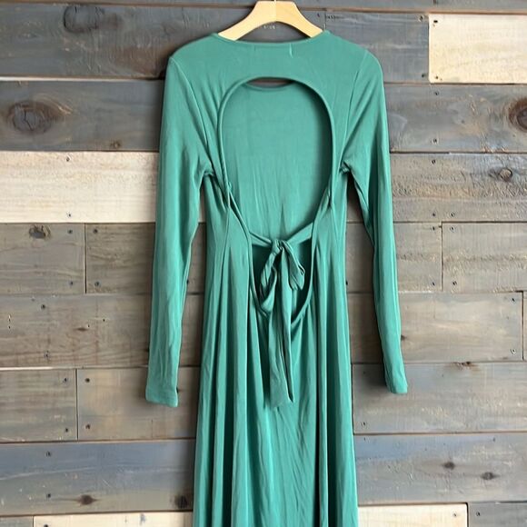 NWOT FREE PEOPLE Aubre Open-Back Essential Jersey Maxi Dress Mermaid - Picture 6 of 9